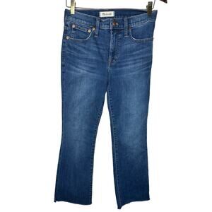 Madewell Womens 26 Cali Demi Boot Cut Jeans Frayed Hem Preston Wash Cropped Boho
